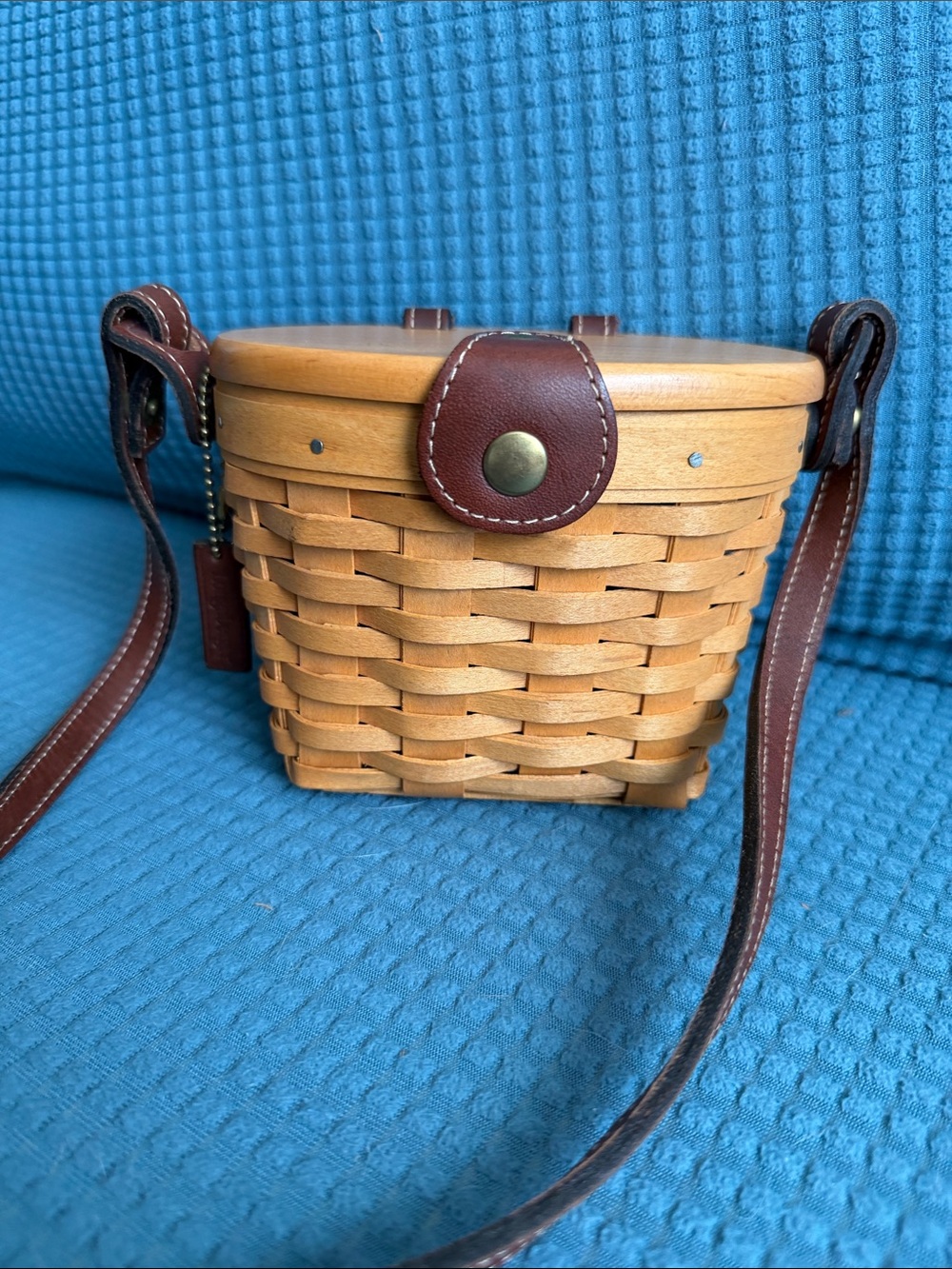 Longaberger Woven Basket Crossbody in Natural and Brown